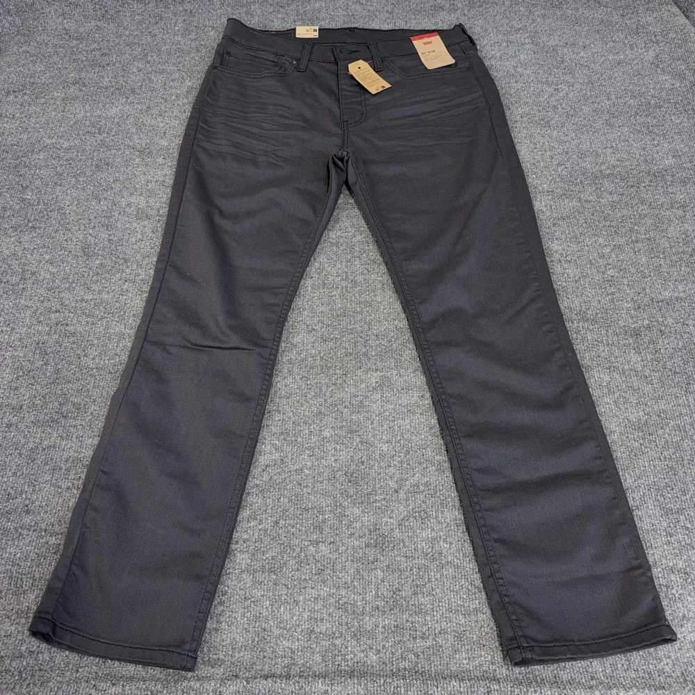 Levis 511 Slim Jeans Men 34x30 Dark Gray Stretch Denim Dark Wash Garment Dyed